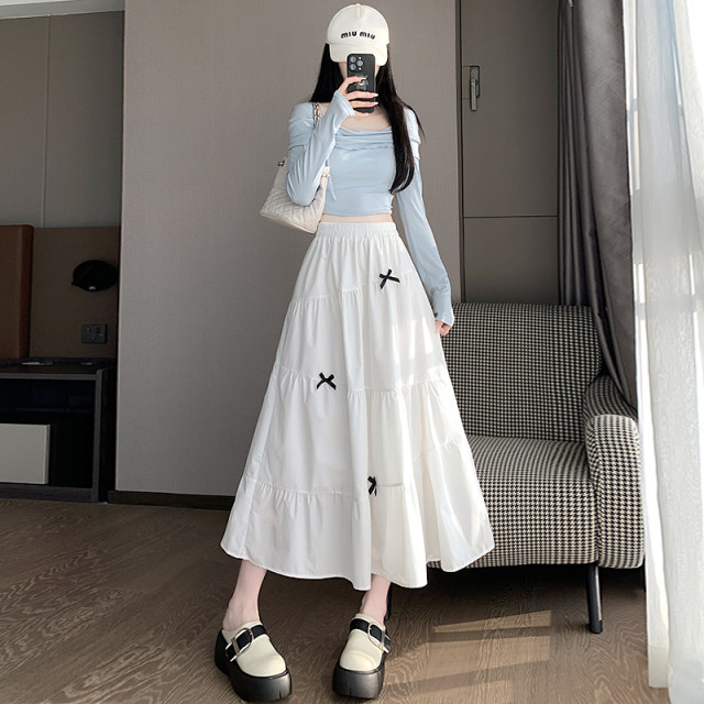 150 small super hot skirt 2025 spring and summer new white mid-length A-line fluffy cake skirt XXS145