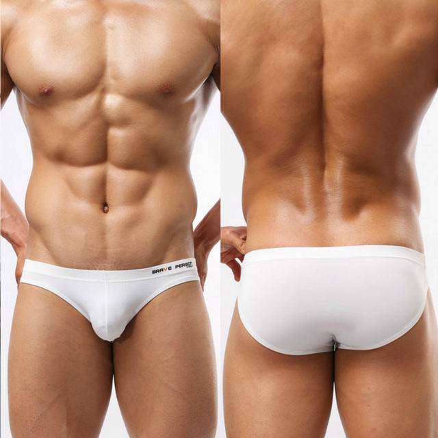 Solid color simple sexy low-waist triangle swimming trunk men's silky stretch briefs tight bikini spa swimsuit