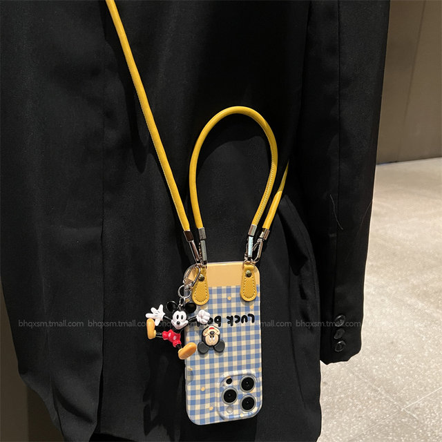 Crossbody strap lanyard suitable for Apple 16promax mobile phone case iPhone 15promax cute women cartoon 17pro new style 13 hand rope 12 anti-fall 14promax vacation style 11