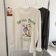 Ningbo Home. Cute cartoon duck print thickened grinding round neck long sleeve T-shirt for women 2025 spring loose base shirt