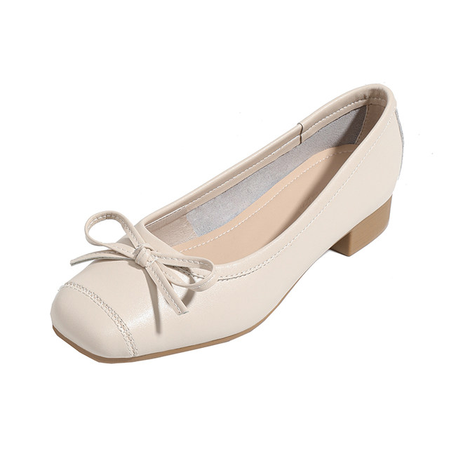 2025 temperament single shoes women's popular new popular black one-word thick heel pointed shoes
