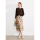 betu Baitu Romantic Printed Skirt New elastic waist slit pleated printed midi skirt
