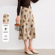 betu Baitu Romantic Printed Skirt New elastic waist slit pleated printed midi skirt
