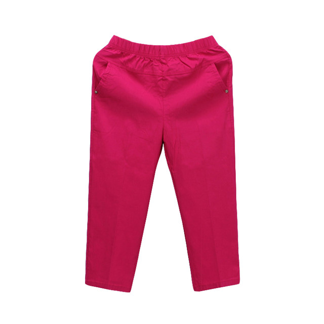 Middle -aged and elderly cropped pants summer pine tightly tight waist mothers pants middle -aged ladies middle pants summer thin models loose cropped pants
