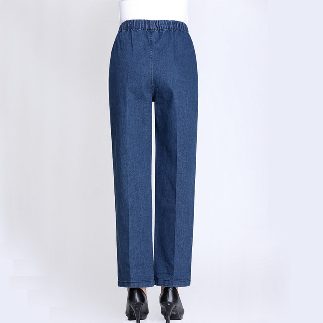 Middle-aged and elderly jeans for women in spring, autumn, winter and summer style mother jeans for elderly people with high waist loose straight-leg casual grandma pants
