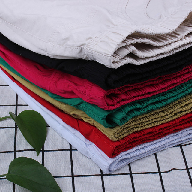 Middle-aged and elderly shorts for women thin middle-aged mothers shorts for summer wear elastic high waist loose elastic cotton five-point pants
