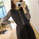 Fashion holiday women's dress dress long skirt Korean chiffon long sleeve Posamian large size wave dot bottoming long skirt autumn
