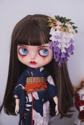 taobao agent BJD doll Blythe three-point four-point uncle's uncle's fine-grained kimono accessories --- Wisteria