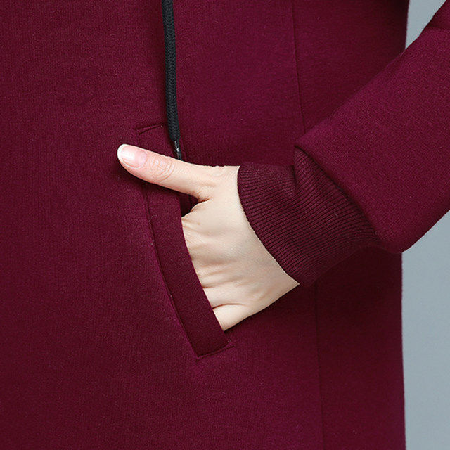 Mother's winter coat plus velvet thickened mid-length 40-50-year-old middle-aged sweatshirt women's winter warm top winter