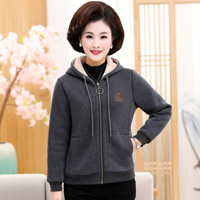Mom coat women's winter dress plus velvet thick winter sweater 40 years old 50 winter middle -aged women's warm jacket autumn clothes

