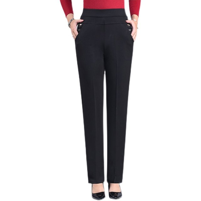 Mom pants, autumn and winter plus velvet high -waist fashion elderly pants loose middle -aged elderly women's pants casual straight pants
