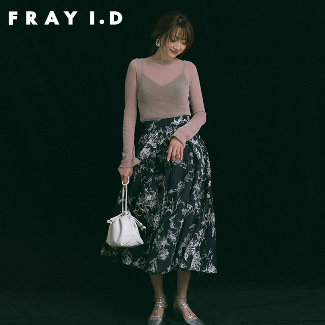 FRAY I.D autumn and winter retro elegant high waist printed trumpet skirt FWFS234082