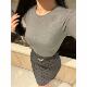 Pure style ins women's retro high waist slim flocking belt polka dot mid-length hip-covered skirt sexy women