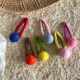 Cream color wool felt hair ball hairpin side clip sweet girl water drop broken hair bangs clip BB clip Korean version