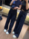 Large size women's clothing 2025 spring new high-waist straight jeans for women fat mm loose slimming wide-leg floor trousers
