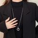 Silver ring necklace for women 2025 new autumn and winter sweater chain long light luxury niche high-end exquisite accessories