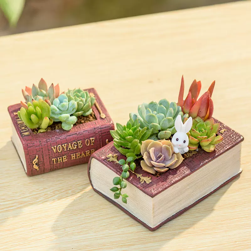 创意欧式复古多肉花盆小复古文学书抽屉个性多肉花器创意小