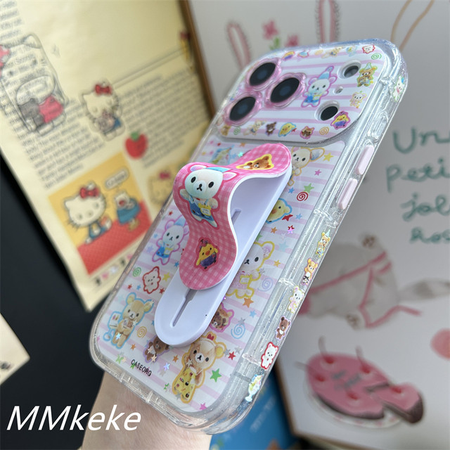MMkeke Japanese and Korean ins style ancient cute things colorful stars Rilakkuma Band-Aid suitable for iPhone17promax double-layer all-inclusive mobile phone case Apple 16pro protective cover 14 cute 15pm
