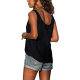 Sexy single buckle T -shirt solid color V -neck button vest, casual loose sleeveless pocket shirt, female multi -color optional
