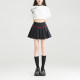 KEIKO [Anti-exposed] Shell embroidered black pleated skirt 25 summer commuting high waist A-line slim short skirt
