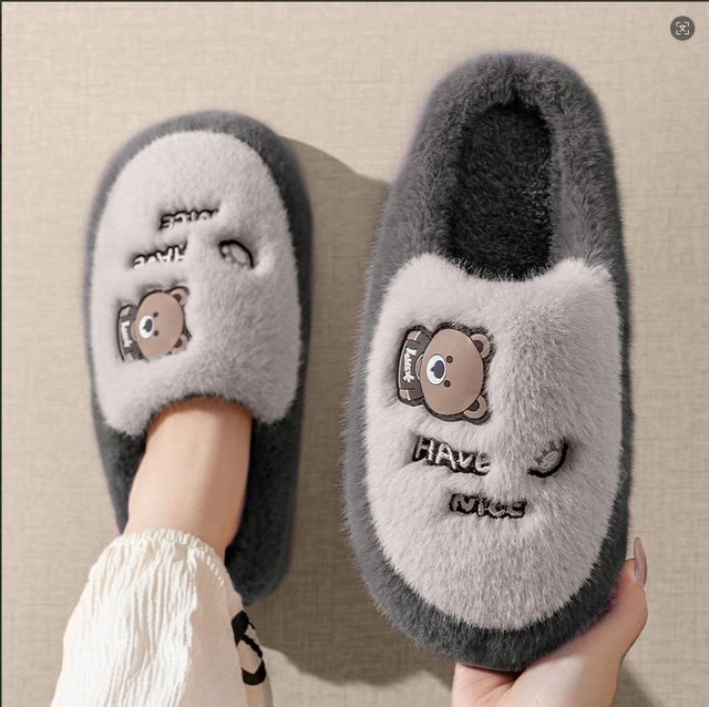 
Men's autumn and winter 2025 new indoor home thick-soled warm plus velvet cartoon cotton slippers for men