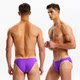 Purple bulge ultra-low-slim narrow-edged men's swimming trunks with triangles and half-butts T-shaped bikini trendy sexy tight and sexy
