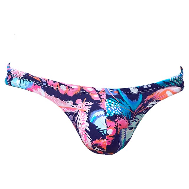 Feather bikini ultra-low waist narrow edge protruding men's swimming trunk triangle half-pack T-shaped tight sexy sexy and spicy
