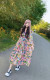 
Flower Duoduo South Korean saurus dress for women in summer long-sleeved V-neck loose mid-length fashion casual long skirt