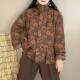 Fried color ethnic style full print plus cotton jacket fashionable casual double pocket warm cotton jacket J22 23#
