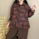 Fried color ethnic style full print plus cotton jacket fashionable casual double pocket warm cotton jacket J22 23#