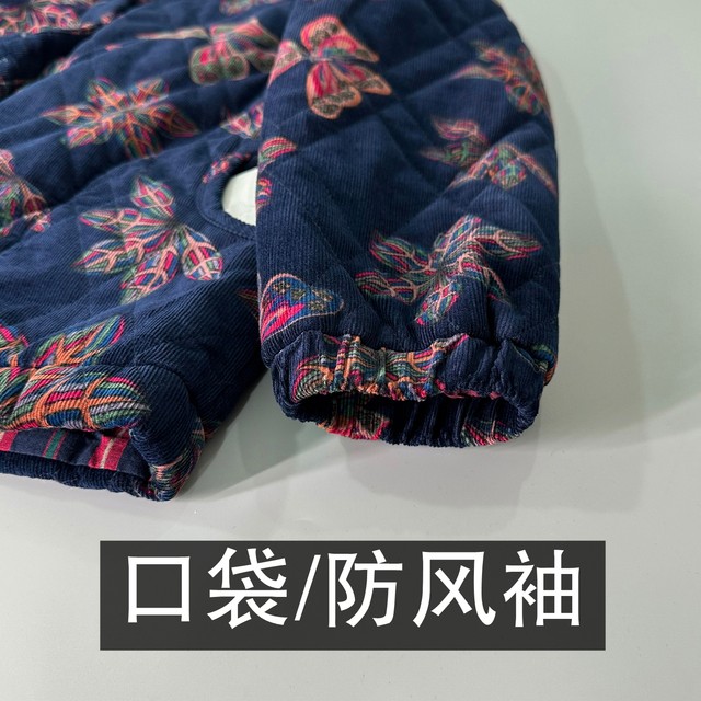 Middle-aged and elderly pure cotton small cotton-padded jackets for women in spring and autumn plus size cotton-padded clothes for mothers in autumn large-size corduroy thin cotton-padded jackets