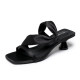 One-line thick heel sandals for women, summer outer wear, square toe, open toe, not tiring, high heel sandals, large size women's shoes 41 to 43