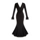 
withpuji original design Low V-neck knitted stretch slim dress with Gemini autumn