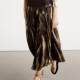 Spanish MD women's new retro abstract print print light and flowing pleated skirt spring and autumn long skirt