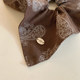 Brown cashew flower printed square scarf large intestine hair tie for women Korean style square hair tie side low ponytail hair rope