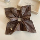 Brown cashew flower printed square scarf large intestine hair tie for women Korean style square hair tie side low ponytail hair rope