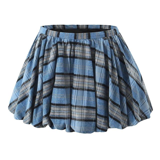European and American autumn fashion new women's French natural waist college style patterned fluffy skirt mini short skirt