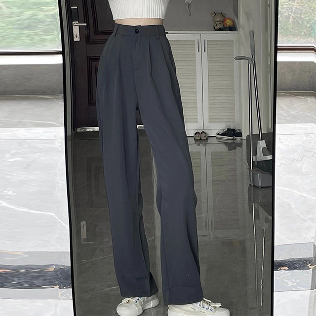 Drapey suit pants for women 2025 spring and summer new style for fat girls to wear high-waisted slimming loose wide-leg casual pants