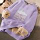 Thickened lamb velvet printed round neck sweatshirt for girls in 2024 new winter loose outerwear trendy top