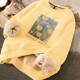 Thickened lamb velvet printed round neck sweatshirt for girls in 2024 new winter loose outerwear trendy top