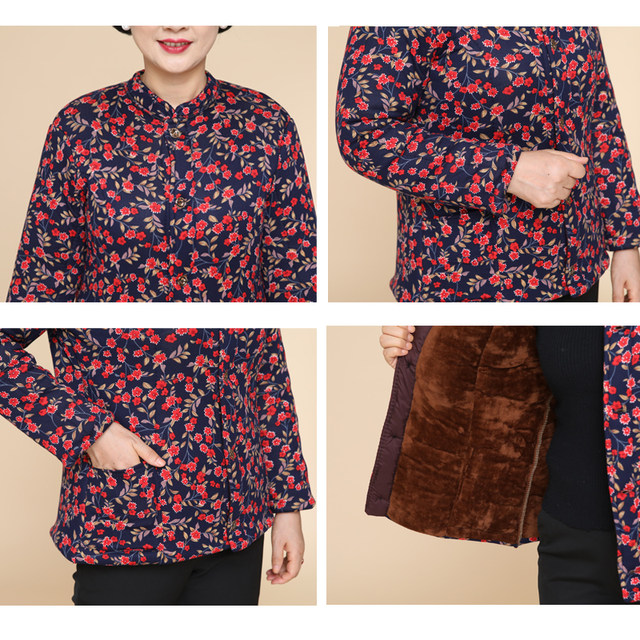 Middle -aged and elderly mother winter cotton jackets plus thickened camel paddy jacket elderly people elastic home warm cotton jacket
