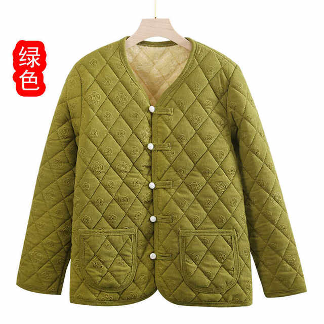 Mom's velvet small cotton-padded jacket autumn and winter new national style warm cotton coat middle-aged and elderly grandma's casual loose and versatile coat
