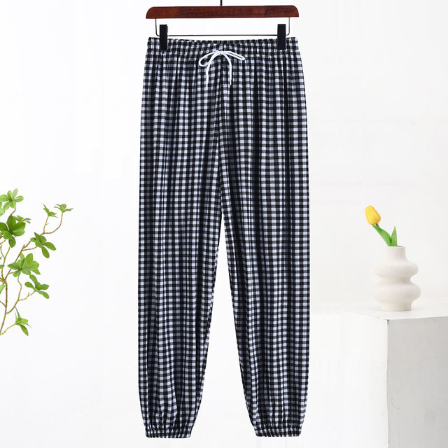 Large size high waist ice silk anti-mosquito pants middle-aged mother summer wear 200Jin [Jin is equal to 0.5kg] leggings bloomers fashionable cool pants in colors