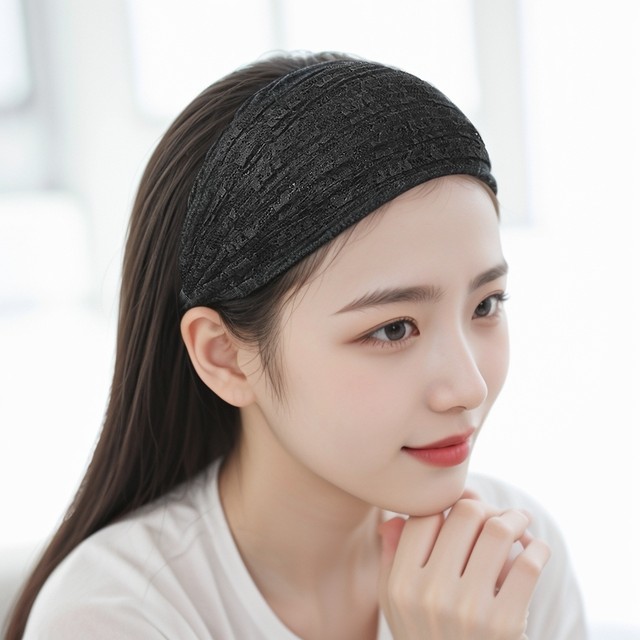 Lace wide-brimmed headband for women to cover white hair, summer breathable hairband, simple toothed anti-slip hairpin headgear