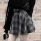2024 spring and autumn new girl feels dark gray lattice high waist strap big band skirt short skirt wild tide female
