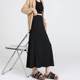 Black fishtail skirt women's skirt spring and autumn versatile temperament A-line hip skirt slim ruffle long skirt
