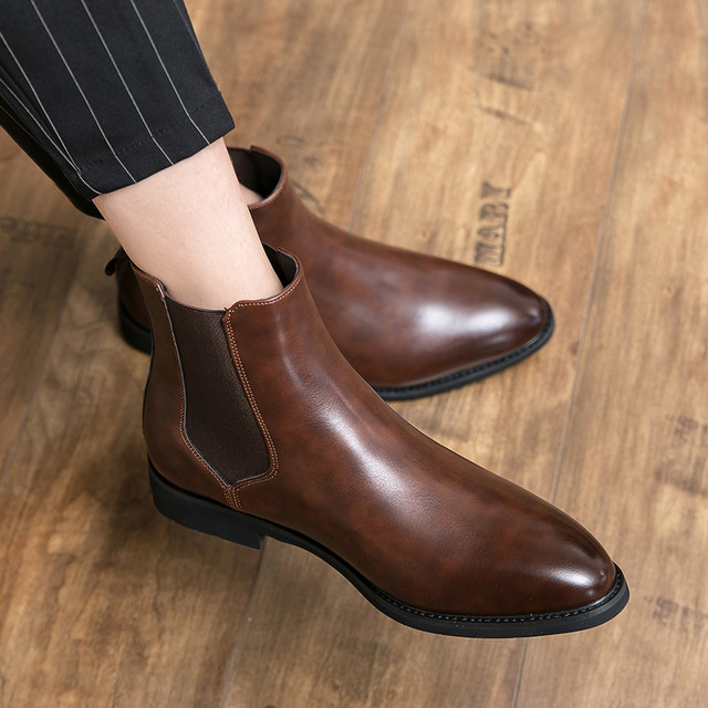 Men's Leather Shoes Casual Men's Boots Martin Boots Men's High-top Boots British Style Men's Shoes