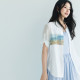 Evely shirt printing design mid-sleeved women's top 2024 summer new style 1F4221071I
