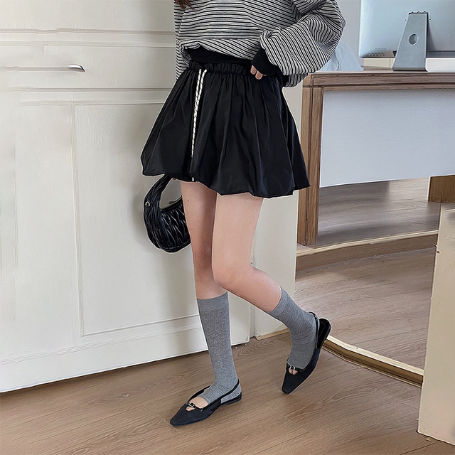 
Girly high waist lace-up flower bud skirt for women 2025 spring and summer new Korean age-reducing A-line puffy skirt short skirt