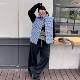 FGOB's new Korean -style white small incense wind spring stands blue plaid vest sleeveless wild top cotton jacket vest